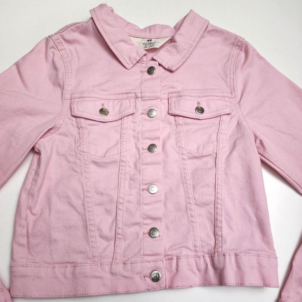 H&M Girls Light Pink Denim Cotton Jacket Size 10 NEW